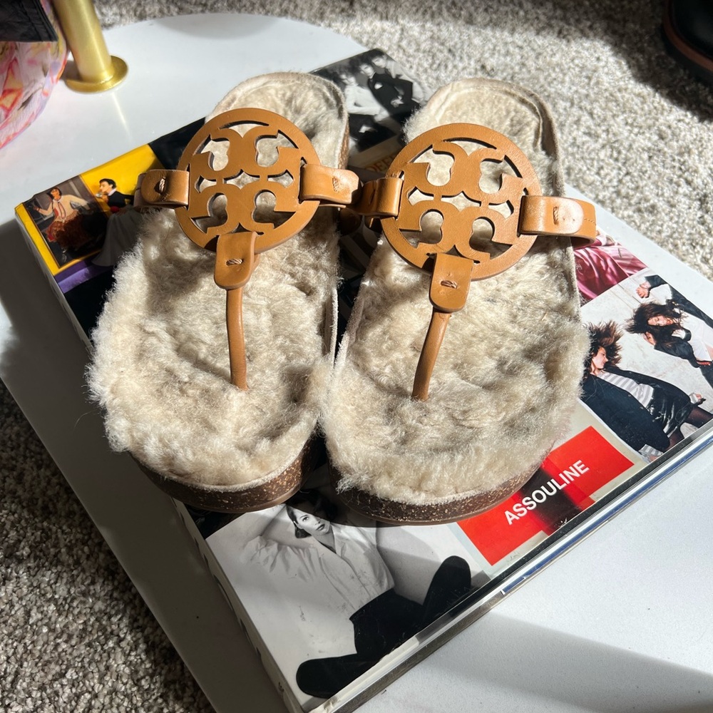 Tory Burch Miller Cloud Shearling Flip Flops